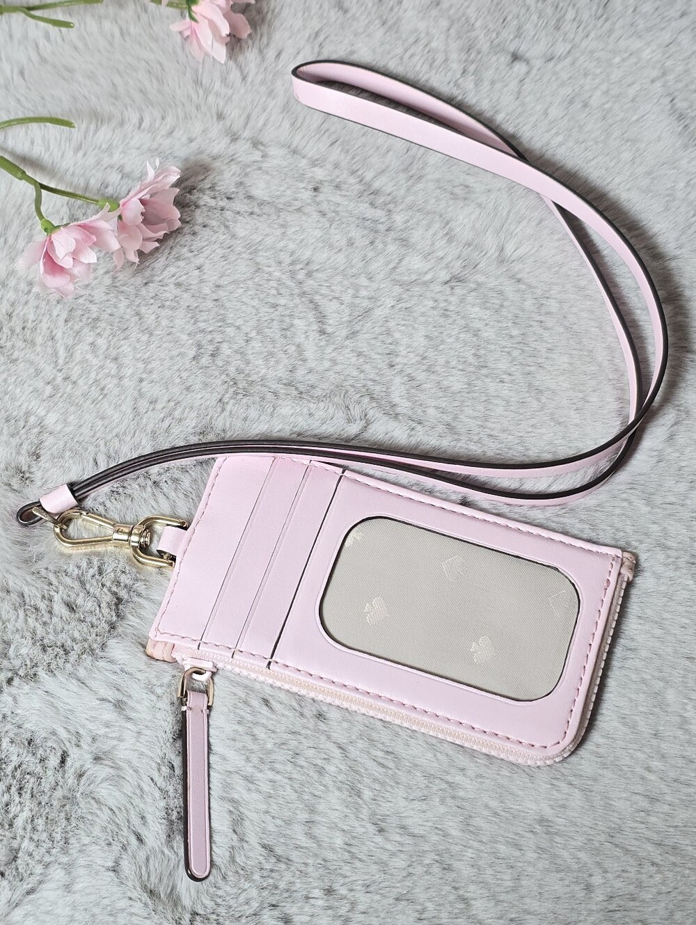 Kate Spade Madison Card Case Lanyard Light Pastel Pink Leather Wristlet